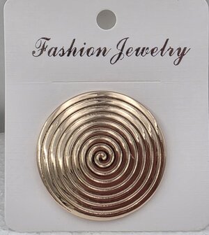 Magneet, broche, rond, levensspiraal, goudkleurig voor omslagdoek, sjaal en vest te sluiten.