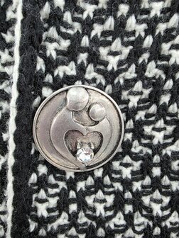 Magneet - broche - Design - Moeder en kind - Antiek zilverkleur - &Oslash; 4.5 cm 