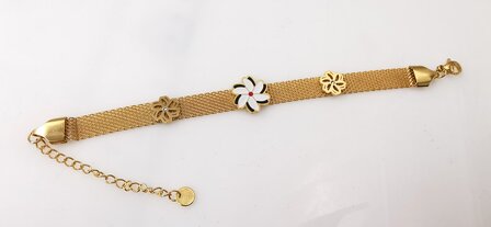 Melati armband RVS halve flexibel Goudkleur Indische Jasmijn.