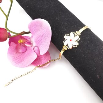 Melati armband RVS halve gebogen Goudkleur Indische Jasmijn.