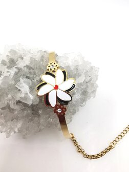 Melati armband RVS halve gebogen Goudkleur Indische Jasmijn.