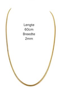 Ketting- RVS vierkante Venetiaanse Schakel L 60cm * D2mm goudkleurig