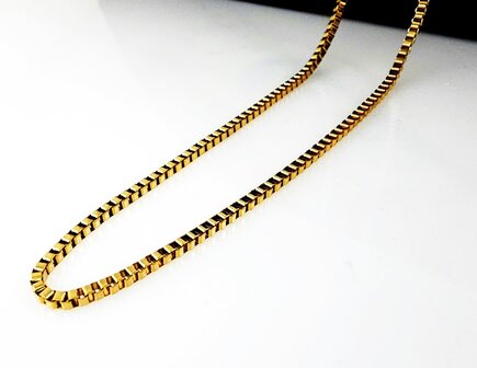 Ketting- RVS vierkante Venetiaanse Schakel L 50cm * D2mm goudkleurig