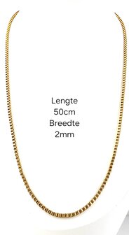 Ketting- RVS vierkante Venetiaanse Schakel L 50cm * D2mm goudkleurig