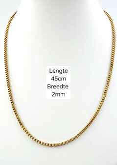 Ketting- RVS vierkante Venetiaanse Schakel L 45cm * D2mm goudkleurig