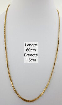 Ketting- RVS vierkante Venetiaanse Schakel L 60cm * D1.5mm goudkleurig