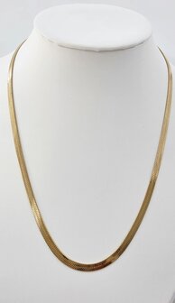 Platte Choker ketting rvs, goudkleurig, L 43 + 5 cm, Br 4mm