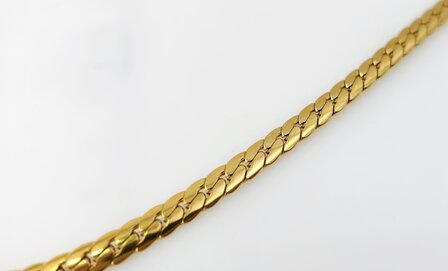 Choker / Ketting rvs goudkleur Gourmetschakel / Cuban link Plat L 43 + 5cm 