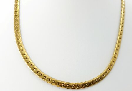 Choker / Ketting rvs goudkleur Gourmetschakel / Cuban link Plat L 43 + 5cm 