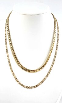 Zweireihige Edelstahlkette &ndash; L&auml;nge 40&ndash;45 cm, Breite 6 cm &ndash; goldfarben
