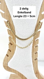 Zweilagiges Edelstahl-Fu&szlig;kettchen &ndash; L&auml;nge 23 x 6 cm &ndash; Goldfarben