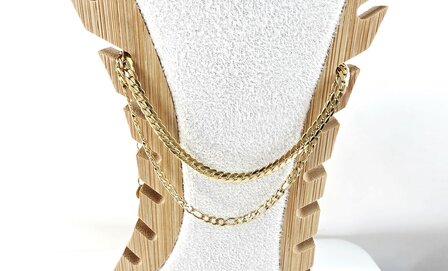 Zweilagiges Edelstahl-Fu&szlig;kettchen &ndash; L&auml;nge 23 x 6 cm &ndash; Goldfarben