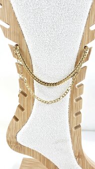 Zweilagiges Edelstahl-Fu&szlig;kettchen &ndash; L&auml;nge 23 x 6 cm &ndash; Goldfarben