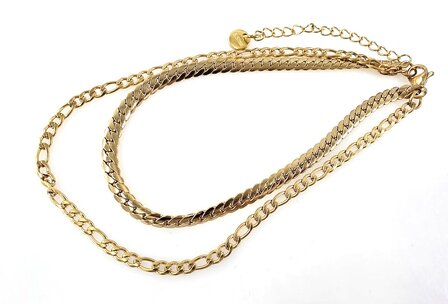 Zweilagiges Edelstahl-Fu&szlig;kettchen &ndash; L&auml;nge 23 x 6 cm &ndash; Goldfarben