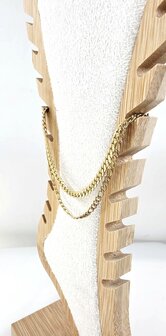 Zweilagiges Edelstahl-Fu&szlig;kettchen &ndash; L&auml;nge 23 x 6 cm &ndash; Goldfarben