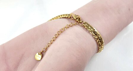 Armband, 2-lagig, Edelstahl &ndash; L&auml;nge 17 oder 19 mit 6 cm Band &ndash; Goldfarben