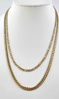 Zweireihige Edelstahlkette &ndash; L&auml;nge 40&ndash;45 cm, Breite 6 cm &ndash; Goldfarben