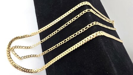 Zweireihige Edelstahlkette &ndash; L&auml;nge 40&ndash;45 cm, Breite 6 cm &ndash; Goldfarben