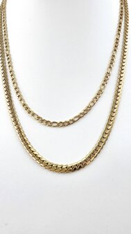 Zweireihige Edelstahlkette &ndash; L&auml;nge 40&ndash;45 cm, Breite 6 cm &ndash; Goldfarben