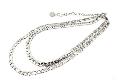 Zweilagiges Edelstahl-Fu&szlig;kettchen &ndash; L&auml;nge 23 x 6 cm &ndash; Silberfarben