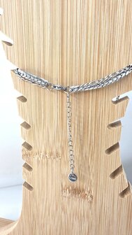 Zweilagiges Edelstahl-Fu&szlig;kettchen &ndash; L&auml;nge 23 x 6 cm &ndash; Silberfarben