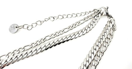 Zweilagiges Edelstahl-Fu&szlig;kettchen &ndash; L&auml;nge 23 x 6 cm &ndash; Silberfarben