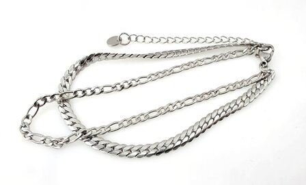 Armband, 2-lagig, Edelstahl &ndash; L&auml;nge 17 oder 19 mit 6 cm Band &ndash; silberfarben
