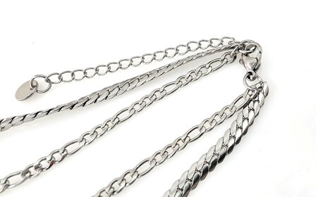Armband, 2-lagig, Edelstahl &ndash; L&auml;nge 17 oder 19 mit 6 cm Band &ndash; silberfarben