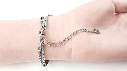 Armband, 2-lagig, Edelstahl &ndash; L&auml;nge 17 oder 19 mit 6 cm Band &ndash; silberfarben