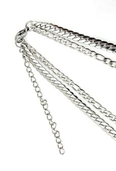 Zweireihige Edelstahlkette &ndash; L&auml;nge 40&ndash;45 cm, Breite 6 cm &ndash; silberfarben