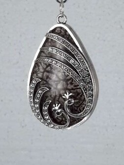 Schal-Halskette, grobes "Adern des Lebens", Pfau, Strass-Schmuckanh&auml;nger.