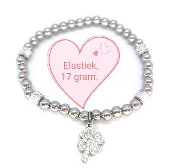Armband aus Edelstahlperlen in Kleeblattform auf elastischem Band