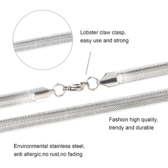 Flache Kette &ndash; Schlangenmuster &ndash; Edelstahl &ndash; L 50 cm * B 6,5 mm