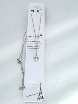 Gliederkette, rund halbe offen, Zirkonia, Edelstahl