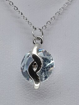 Gliederkette, rund halbe offen, Zirkonia, Edelstahl