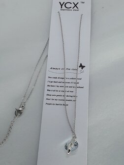 Gliederkette, rund halbe offen, Zirkonia, Edelstahl