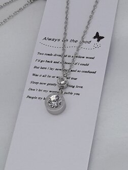 Gliederkette, runde anh&auml;nger, Zirkonia, Edelstahl