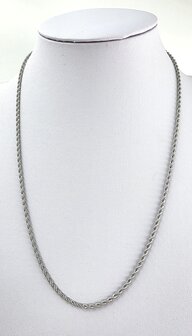 Edelstahl silberfarben Kordelkette gedreht L 55 cm x T 3 mm