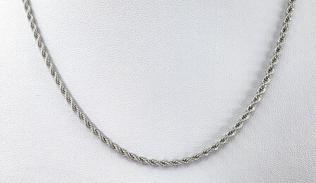 Edelstahl silberfarben Kordelkette gedreht L 55 cm x T 3 mm