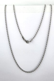 Edelstahl silberfarben Kordelkette gedreht L 55 cm x T 3 mm