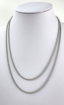Edelstahl silberfarben Kordelkette gedreht L 55 cm x T 3 mm