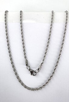 Edelstahl. Silberfarbene gedrehte Kette, 45 cm
