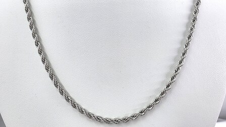 Edelstahl. Silberfarbene gedrehte Kette, 45 cm
