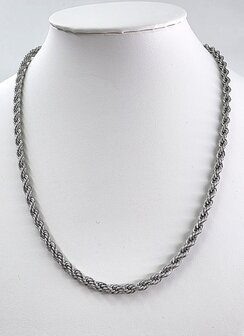 Edelstahl. Silberfarbene gedrehte Kette, 45 cm