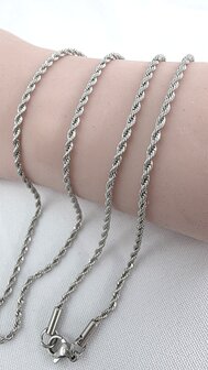 Halsketting rvs gevlochten/Gedraaide L 60 cm*Br 2mm