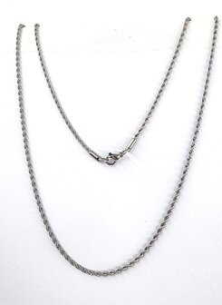 Halsketting rvs gevlochten/Gedraaide L 60 cm*Br 2mm