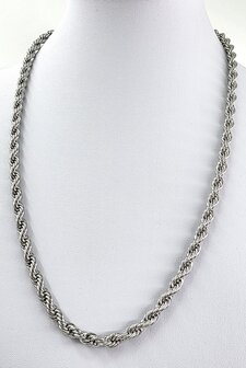 Halsketting Heren rvs Rope/gevlochten/Gedraaide motief L 60cm * Br 5mm 