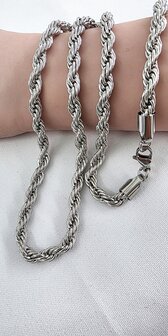 Halsketting Heren rvs Rope/gevlochten/Gedraaide motief L 60cm * Br 5mm 