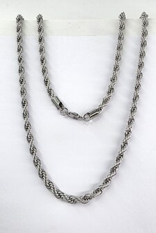 Halsketting Heren rvs Rope/gevlochten/Gedraaide motief L 60cm * Br 5mm 