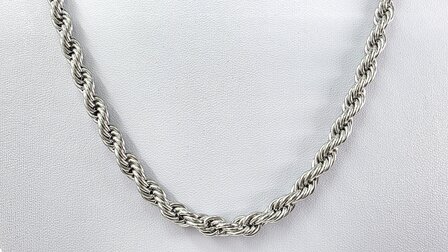 Halsketting Heren rvs Rope/gevlochten/Gedraaide motief L 60cm * Br 5mm 